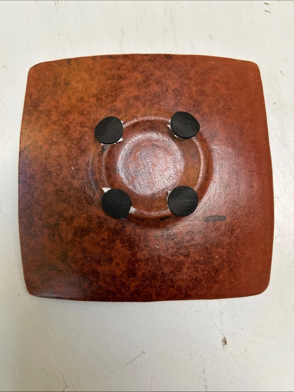 Handcrafted Floral candle holder or trinket dish - Brown